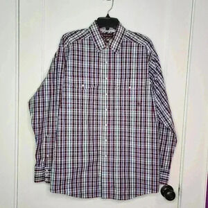 Ariat Pro Series Long Sleeve Pearl Snap Western Shirt Men's Size Medium Red/Blue